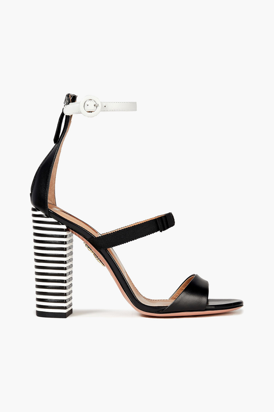 Aquazzura Woman Very Downtown 105 Bow-embellished Grosgrain And Leather Sandals Black Size 37