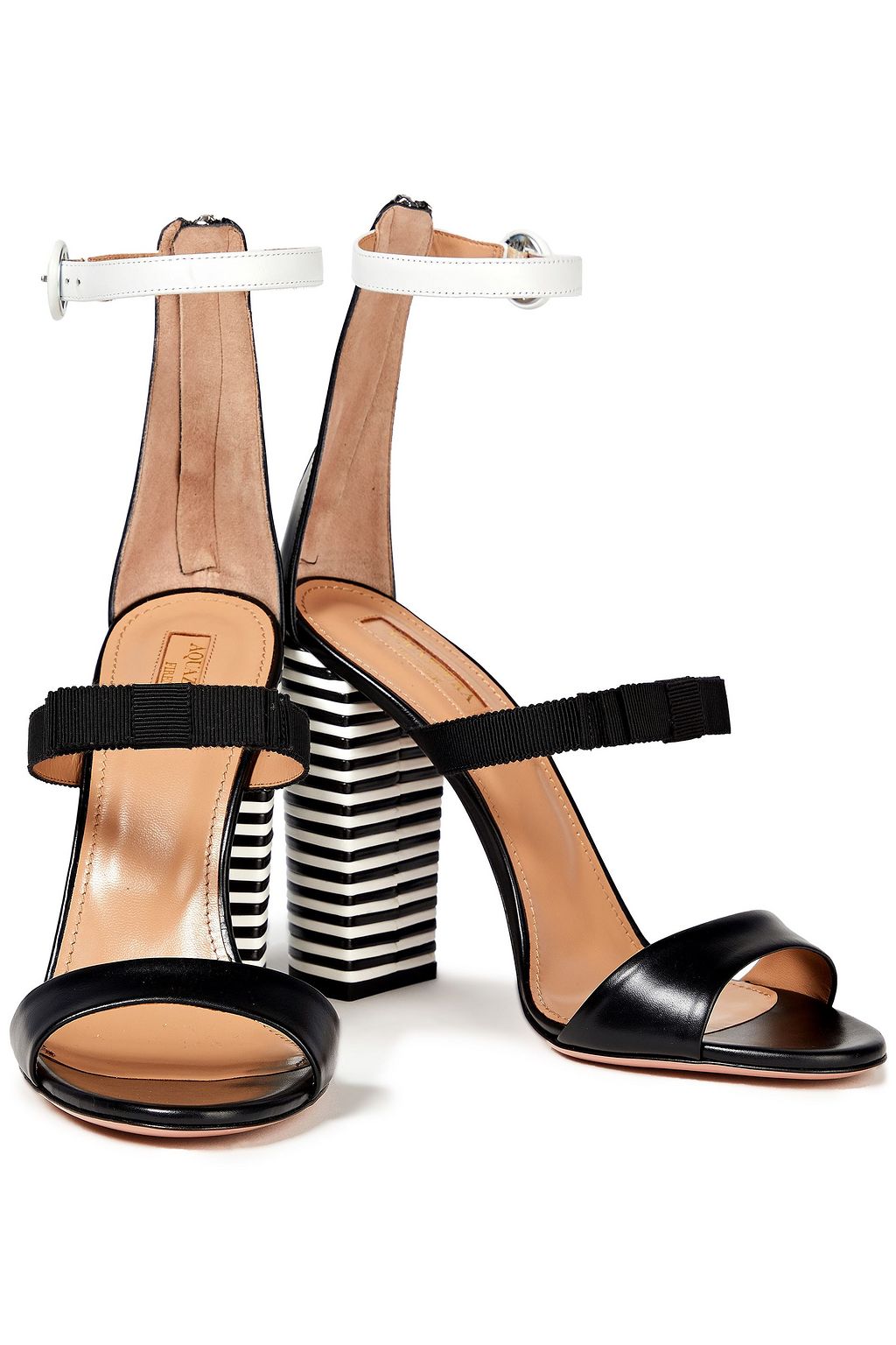 AQUAZZURA Very Downtown 105 Sandalen aus Leder und Ripsband mit Schleife