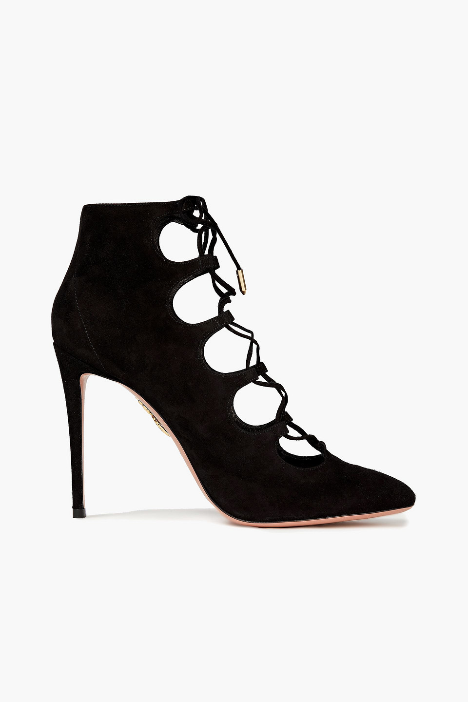 Aquazzura Woman Flirt 105 Lace-up Suede Ankle Boots Black Size 41