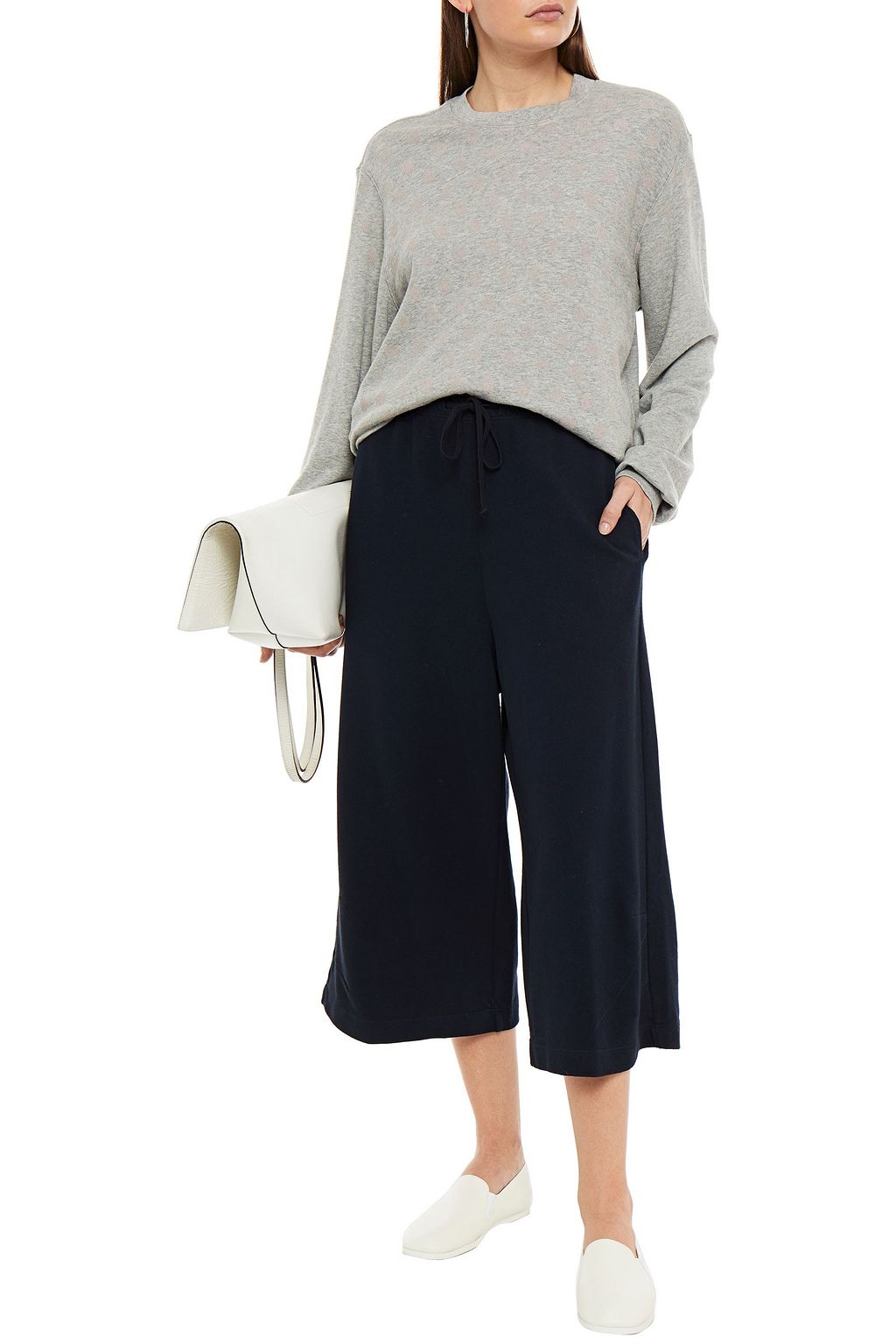 CLU Cropped French cotton-terry wide-leg pants