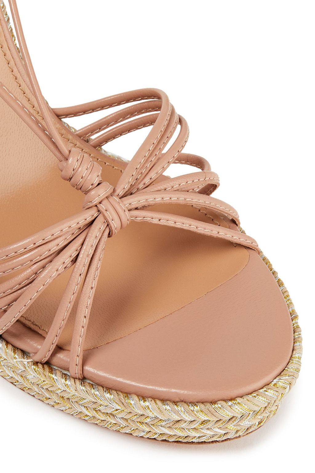 AQUAZZURA Whisper 85 knotted leather espadrille wedge sandals