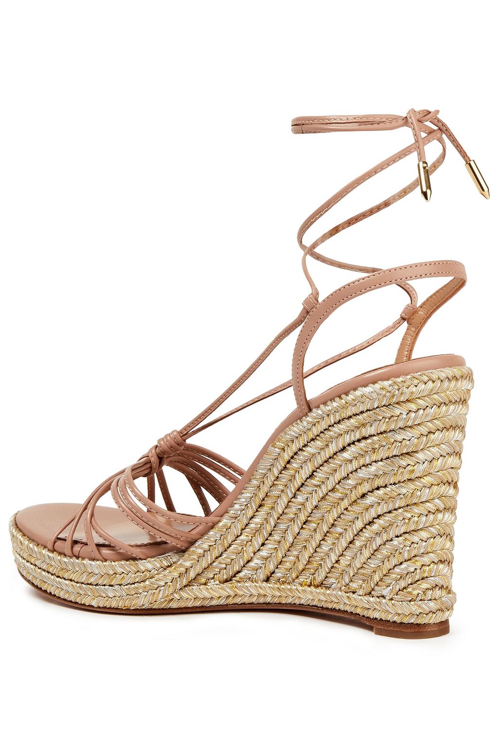 AQUAZZURA Whisper 85 knotted leather espadrille wedge sandals