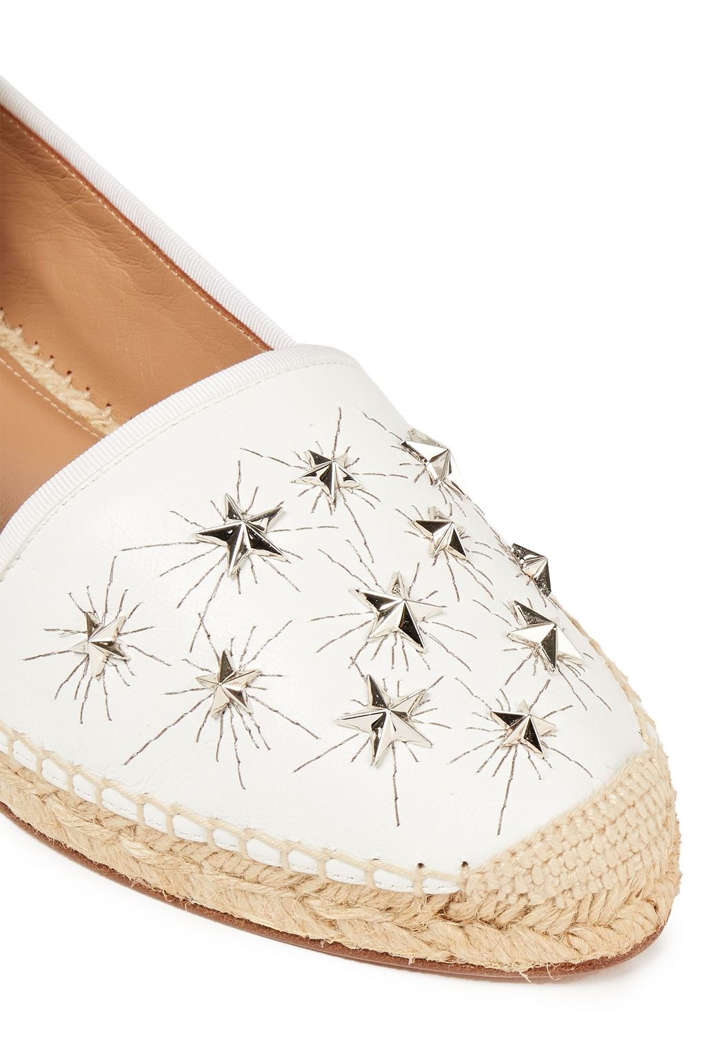 AQUAZZURA Cosmic Star Espadrilles aus Leder mit Schnürung und Verzierung