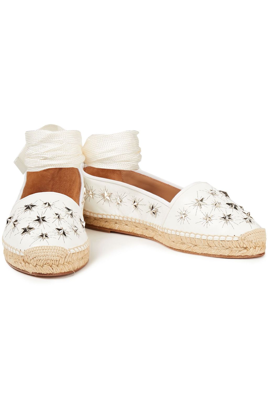 AQUAZZURA Cosmic Star Espadrilles aus Leder mit Schnürung und Verzierung