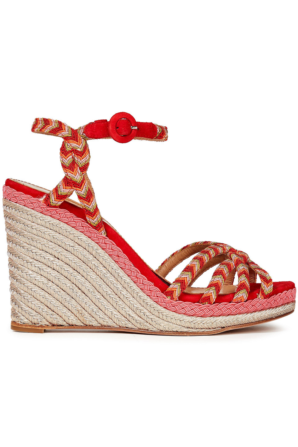 Aquazzura Woman Kerala Cord And Suede Wedge Espadrille Sandals Red Size 40