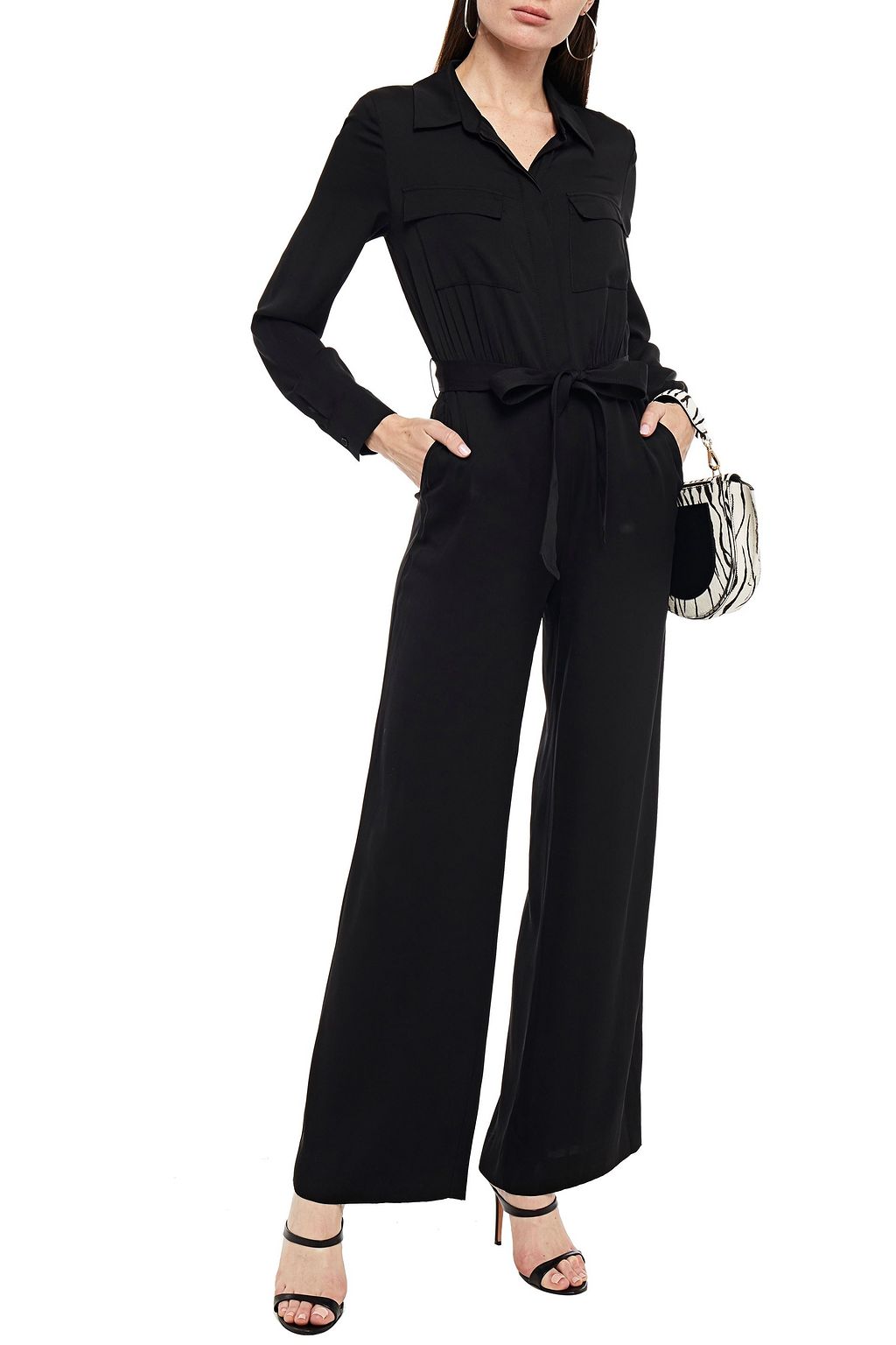 DIANE VON FURSTENBERG Belted stretch-silk jumpsuit