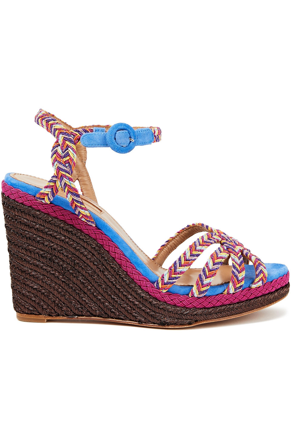 Aquazzura Woman Kerala Cord And Suede Wedge Espadrille Sandals Violet Size 35