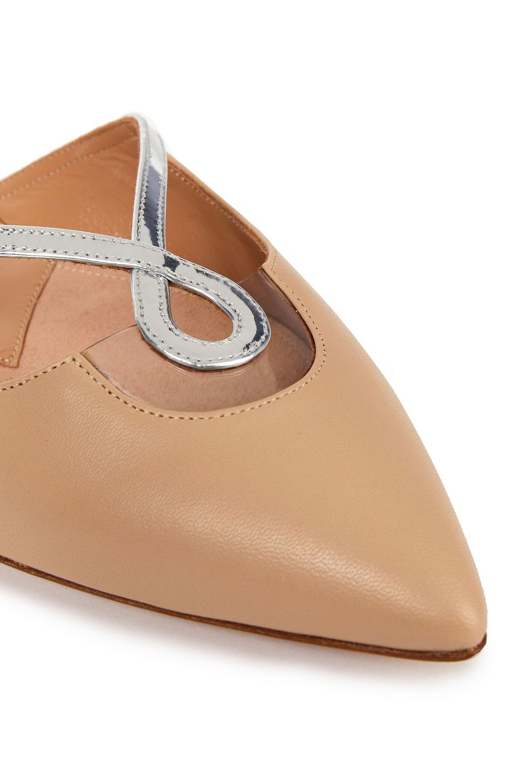 AQUAZZURA Villa Slippers aus Leder mit PVC-Besatz