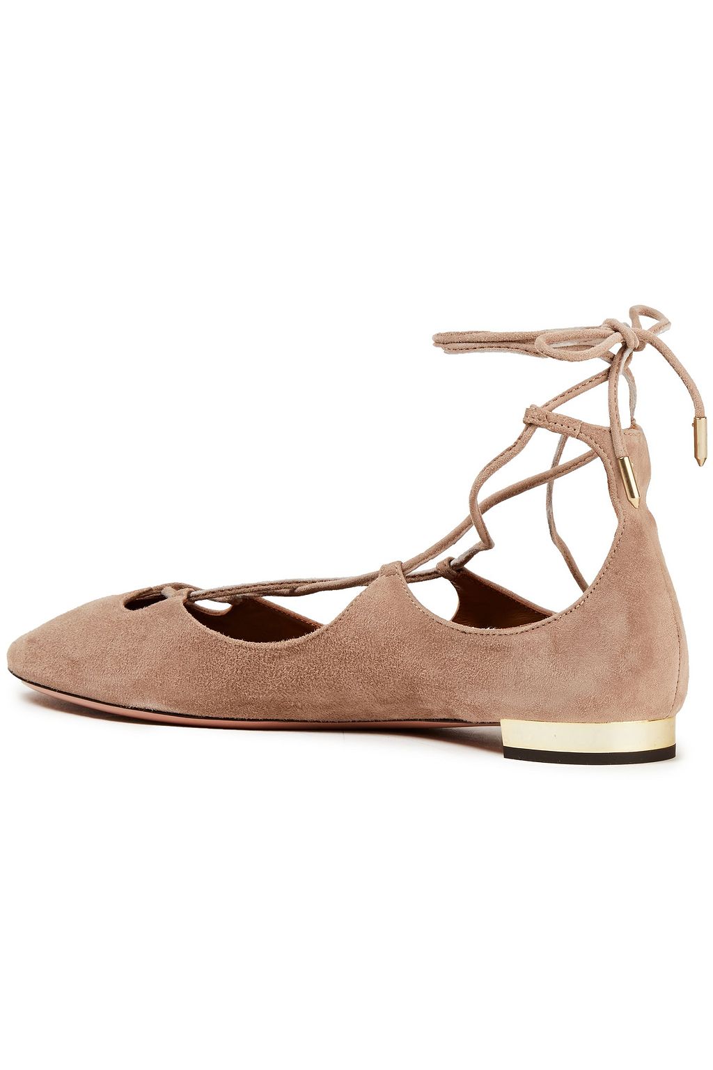 AQUAZZURA Dancer lace-up suede ballet flats