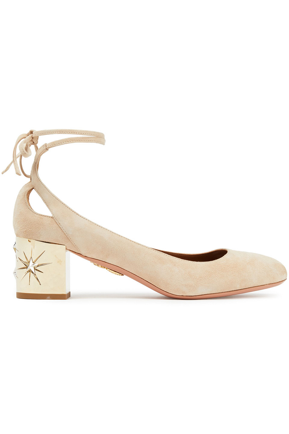 Aquazzura Woman Trinity Stars 50 Cutout Suede Pumps Cream Size 39.5