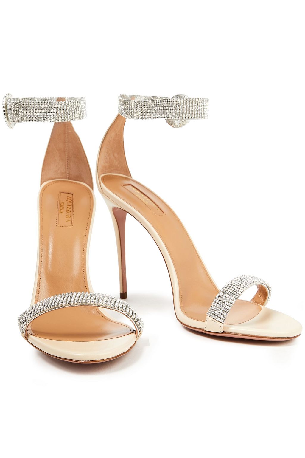 AQUAZZURA Chain Reaction 105 crystal-embellished leather sandals