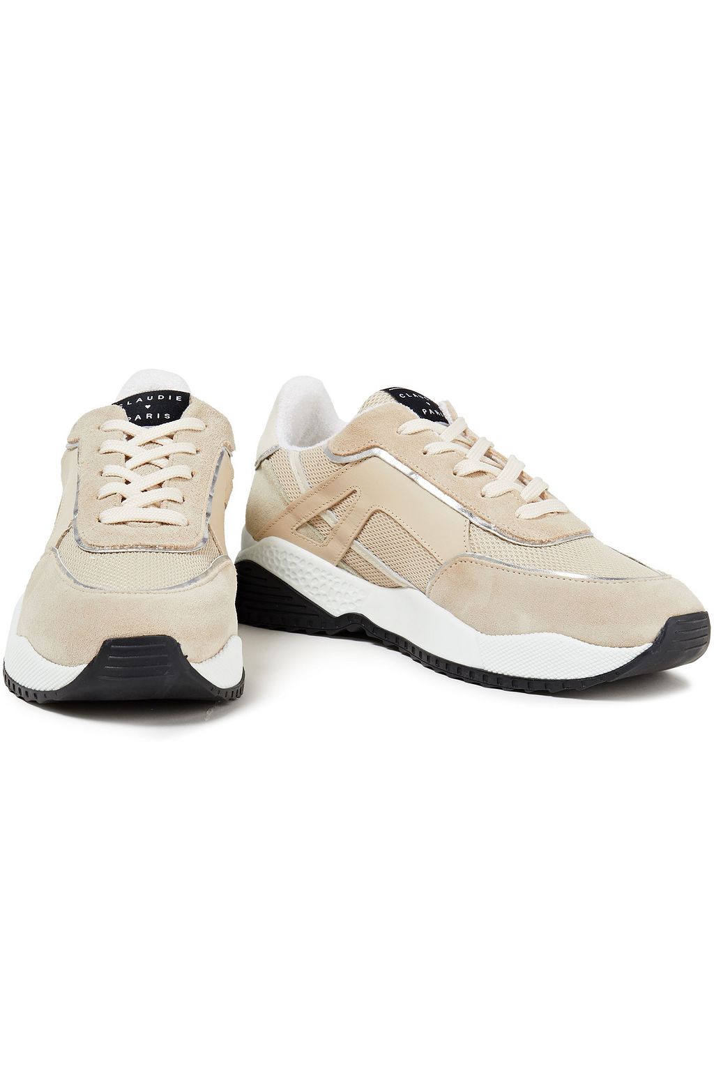 CLAUDIE PIERLOT Affinity paneled mesh, faux leather and suede sneakers