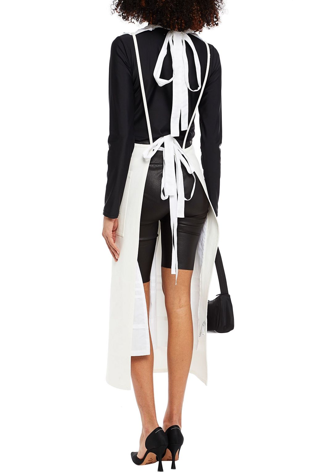 MM6 MAISON MARGIELA Ruffled poplin-paneled printed cotton-gabardine midi dress