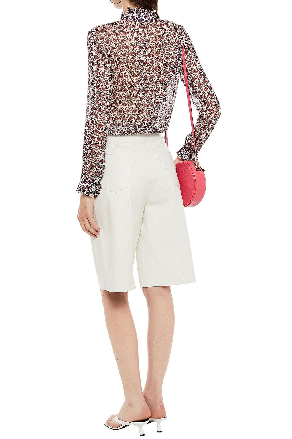 CLAUDIE PIERLOT Ruffle-trimmed floral-print georgette blouse