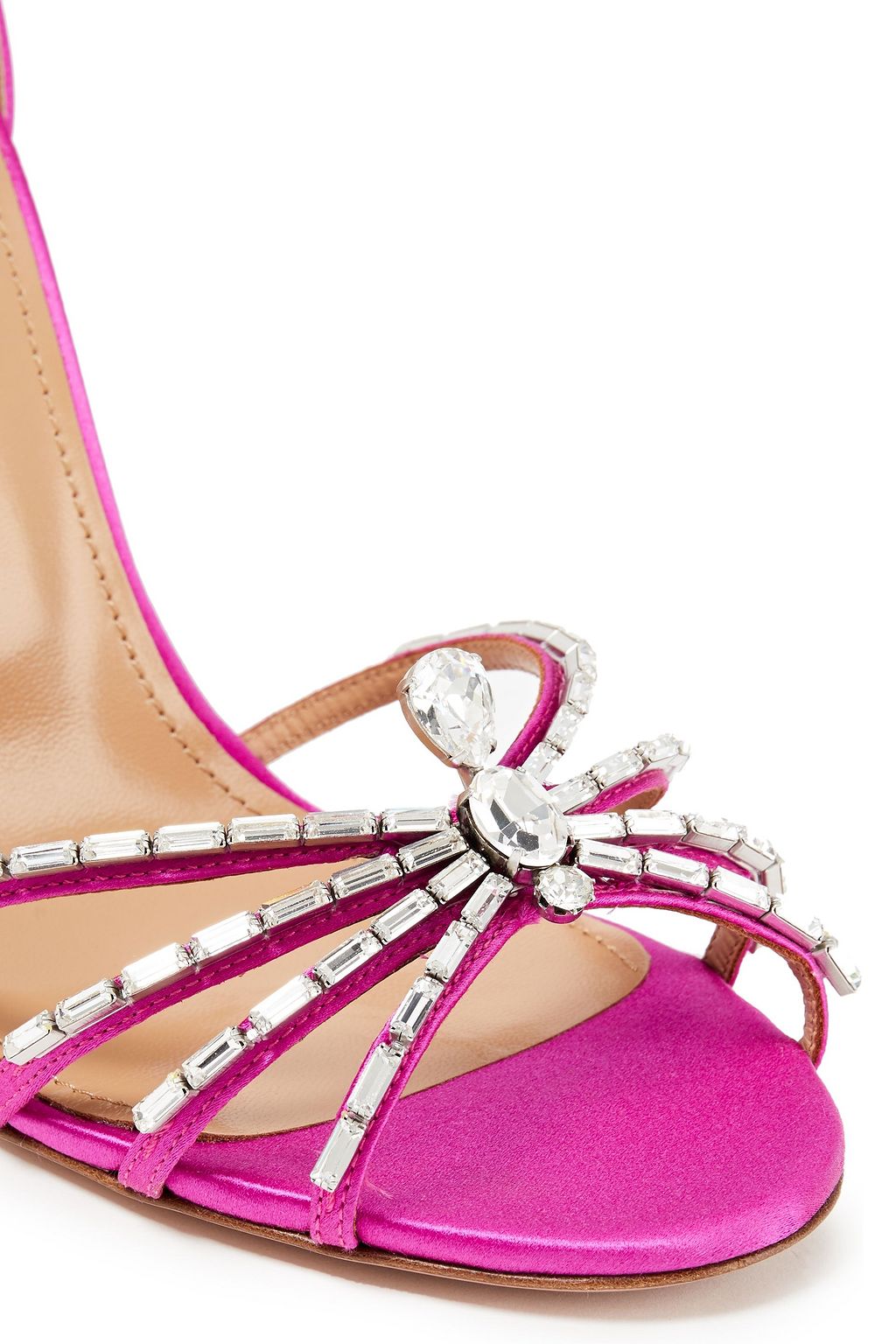 AQUAZZURA Crystal Spider 105 crystal-embellished satin sandals