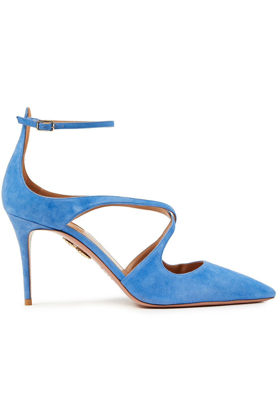 Aquazzura Woman Viviana 85 Suede Pumps Blue Size 41