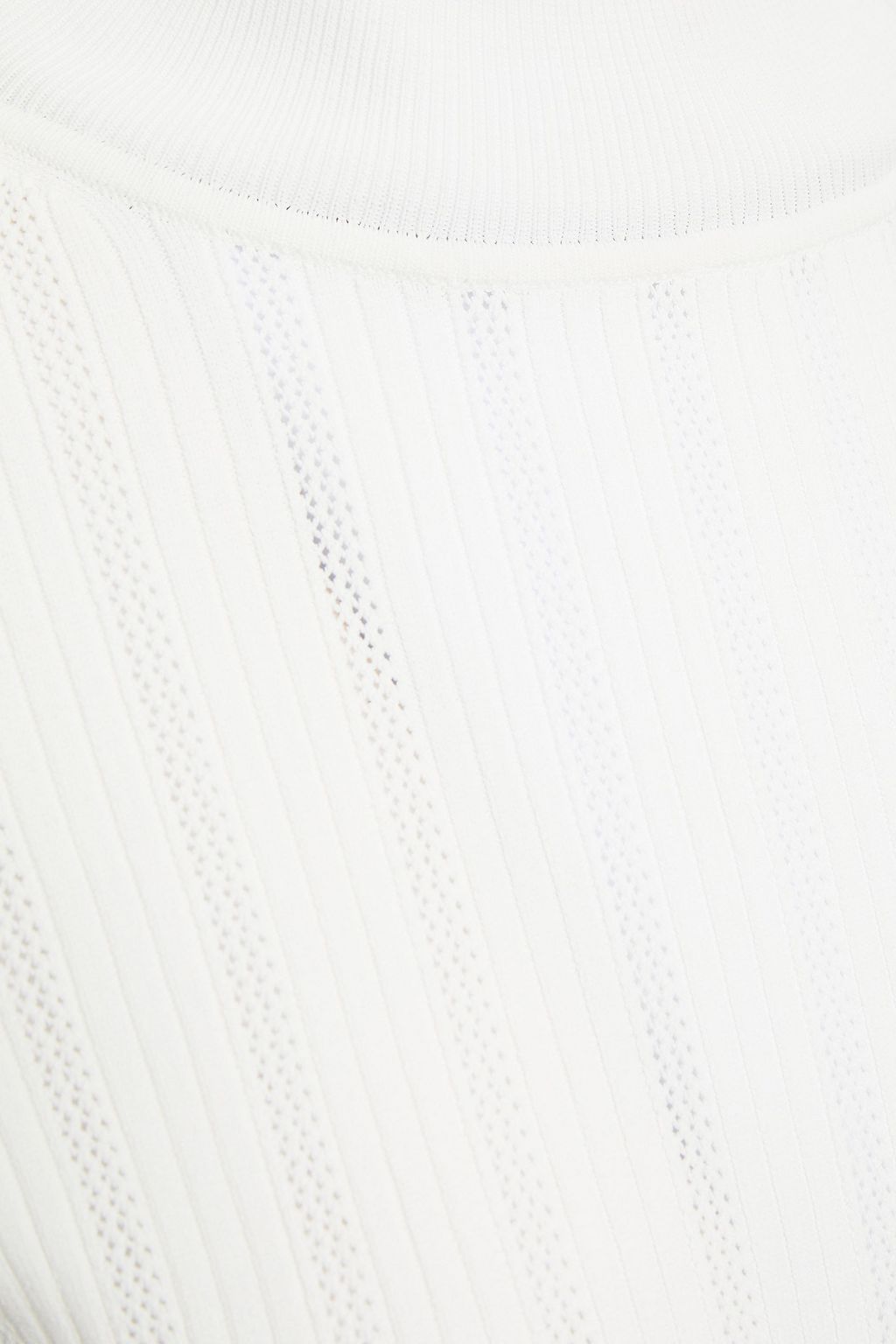 CLAUDIE PIERLOT Mysterieuse ruffle-trimmed pointelle-knit turtleneck sweater