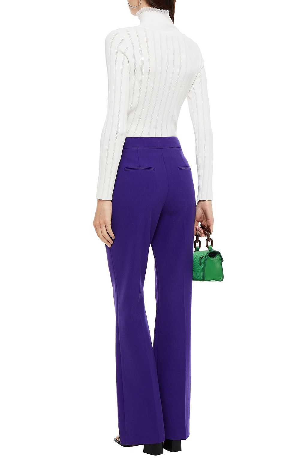 CLAUDIE PIERLOT Mysterieuse ruffle-trimmed pointelle-knit turtleneck sweater