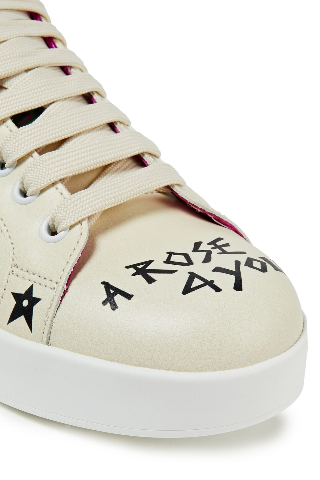 DOLCE&GABBANA Portofino appliquéd printed leather sneakers