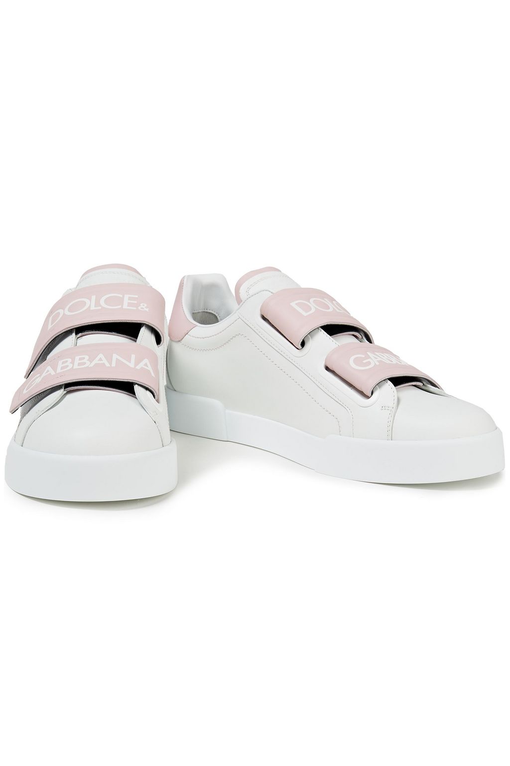 DOLCE&GABBANA Logo-print two-tone leather sneakers