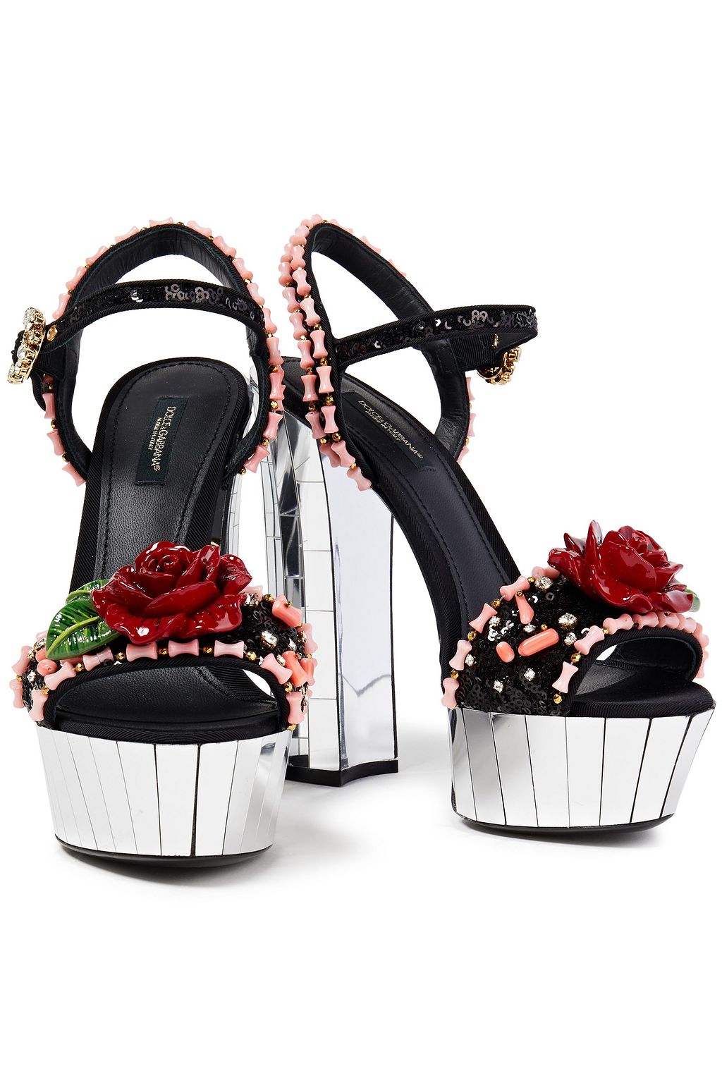 DOLCE&GABBANA Embellished twill platform sandals