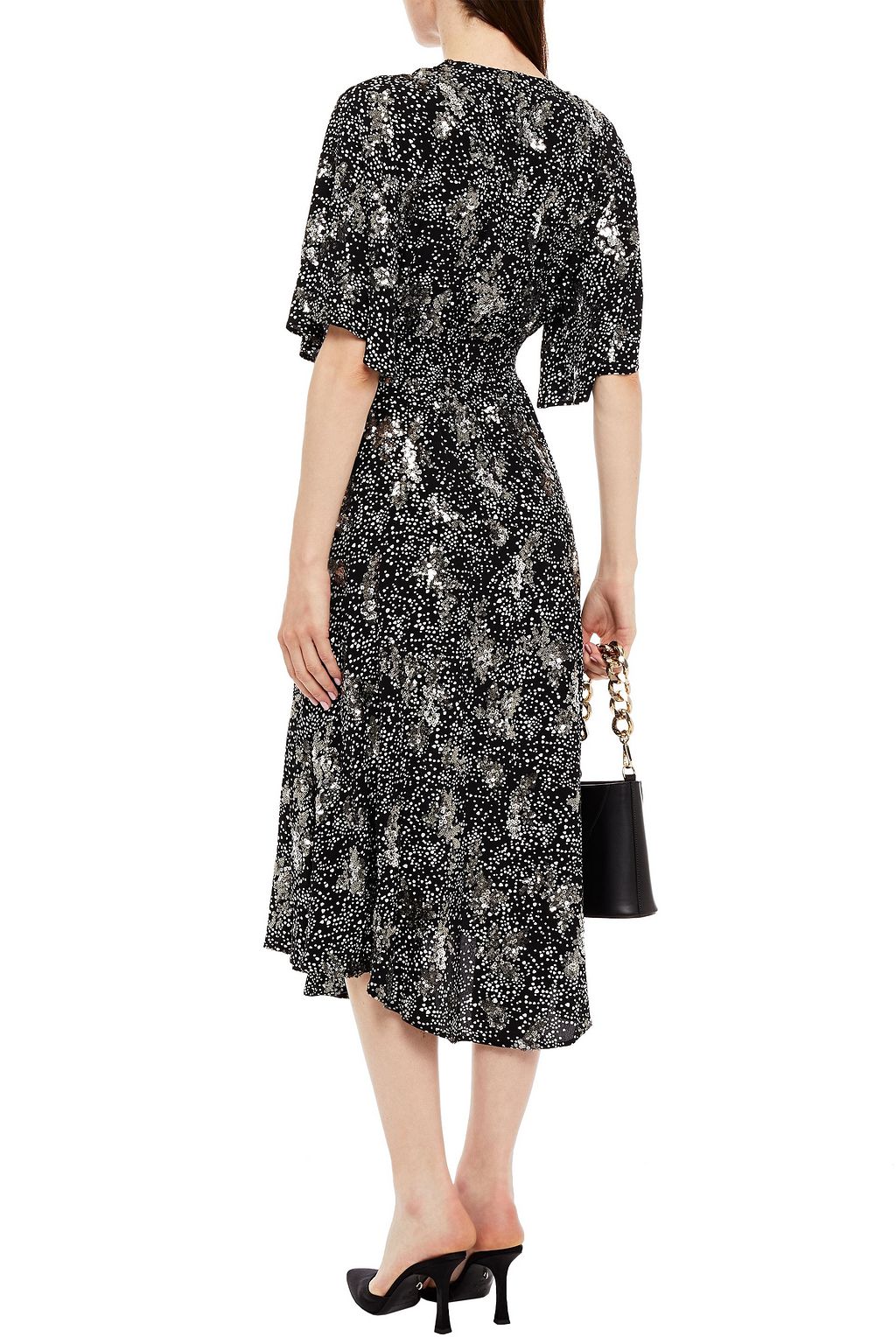 MAJE Midikleid aus Crêpe mit Print und Pailletten