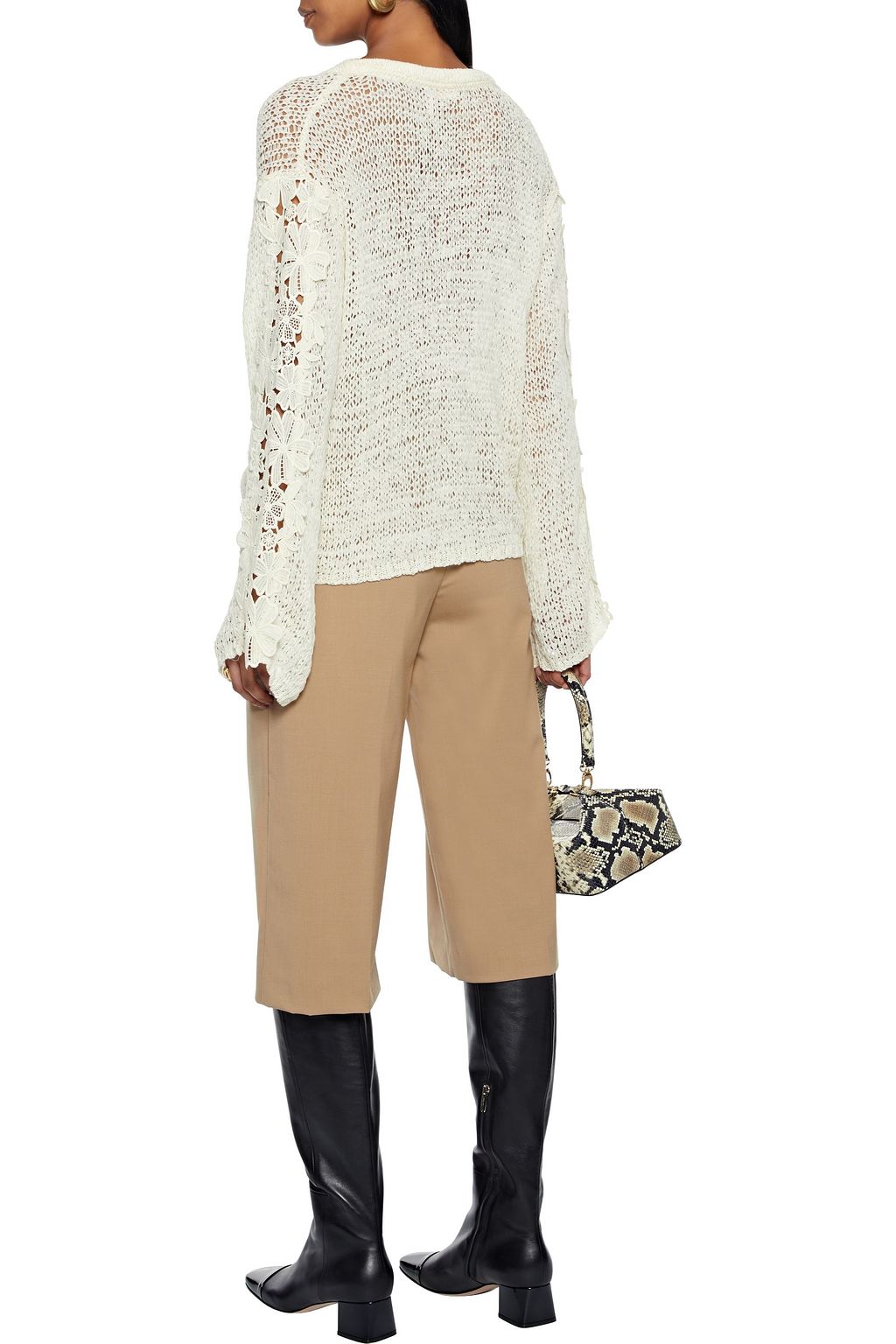 SEE BY CHLOÉ Guipure lace-trimmed crocheted sweater