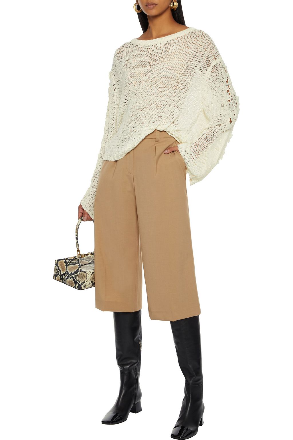 SEE BY CHLOÉ Guipure lace-trimmed crocheted sweater