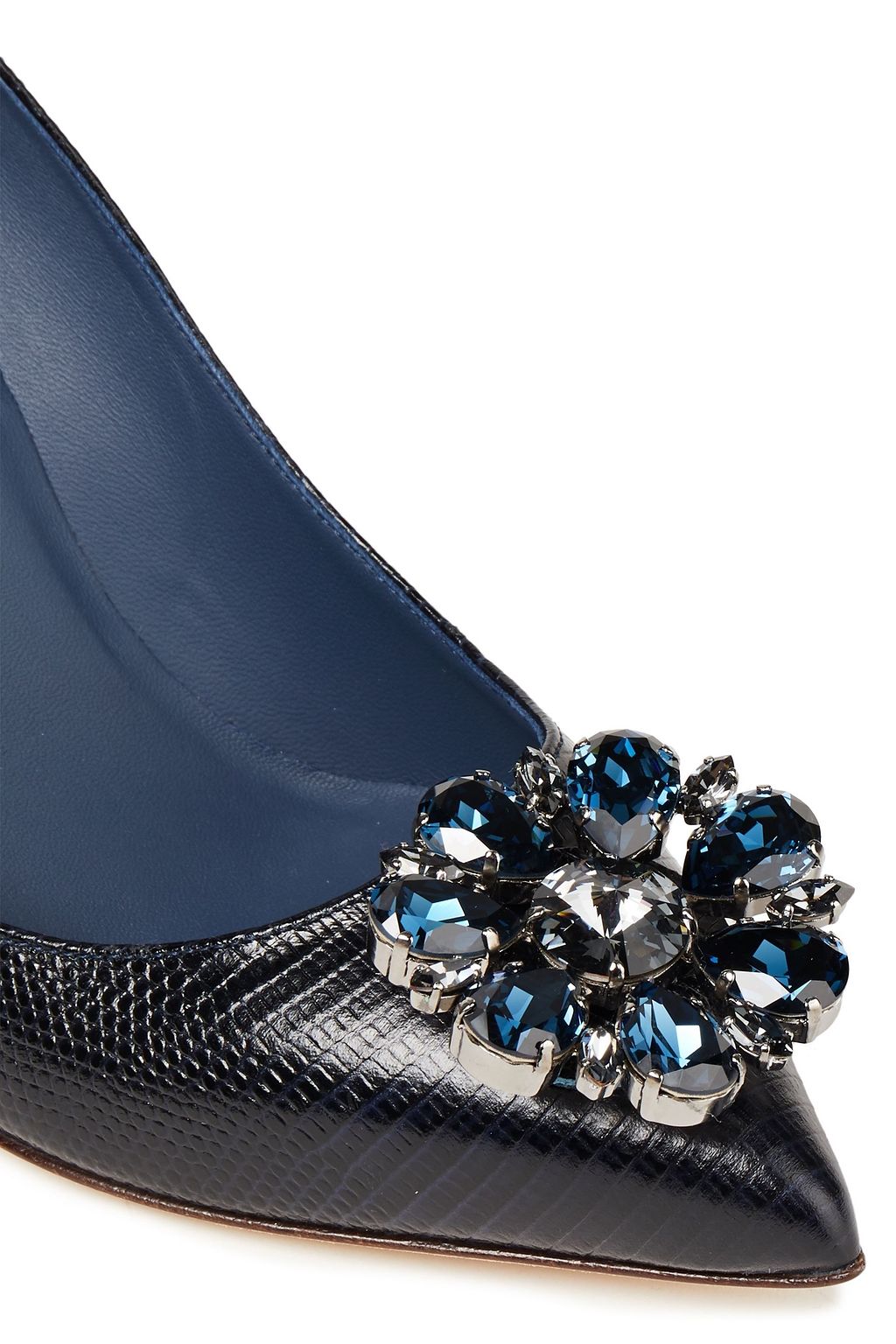 DOLCE&GABBANA Embellished lizard-effect leather pumps