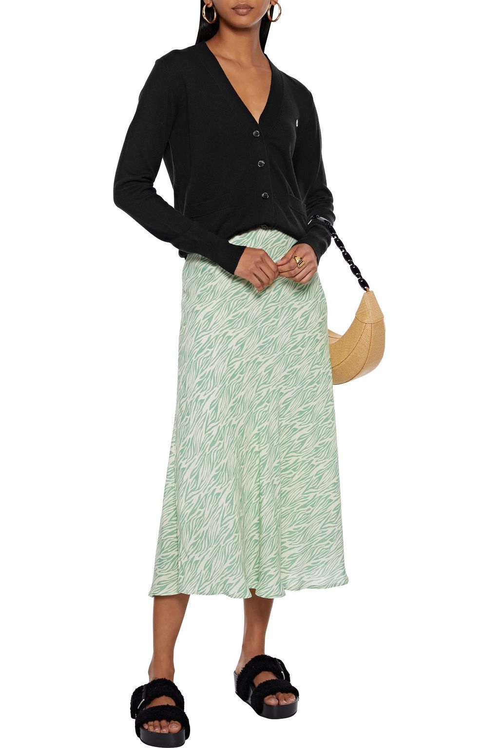 SEE BY CHLOÉ Appliquéd mélange cotton and wool-blend cardigan