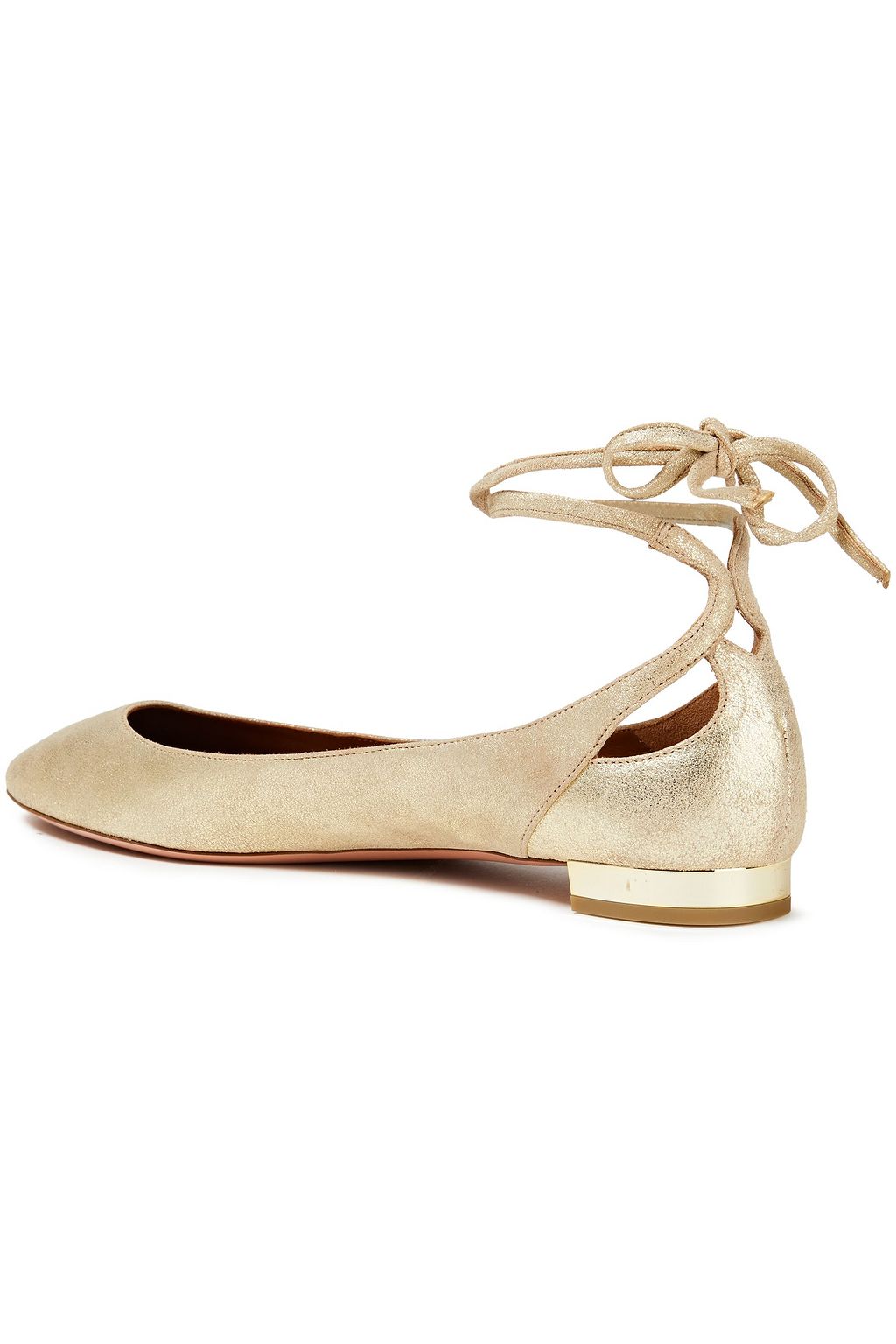 AQUAZZURA Heart Breaker cutout metallic suede ballet flats