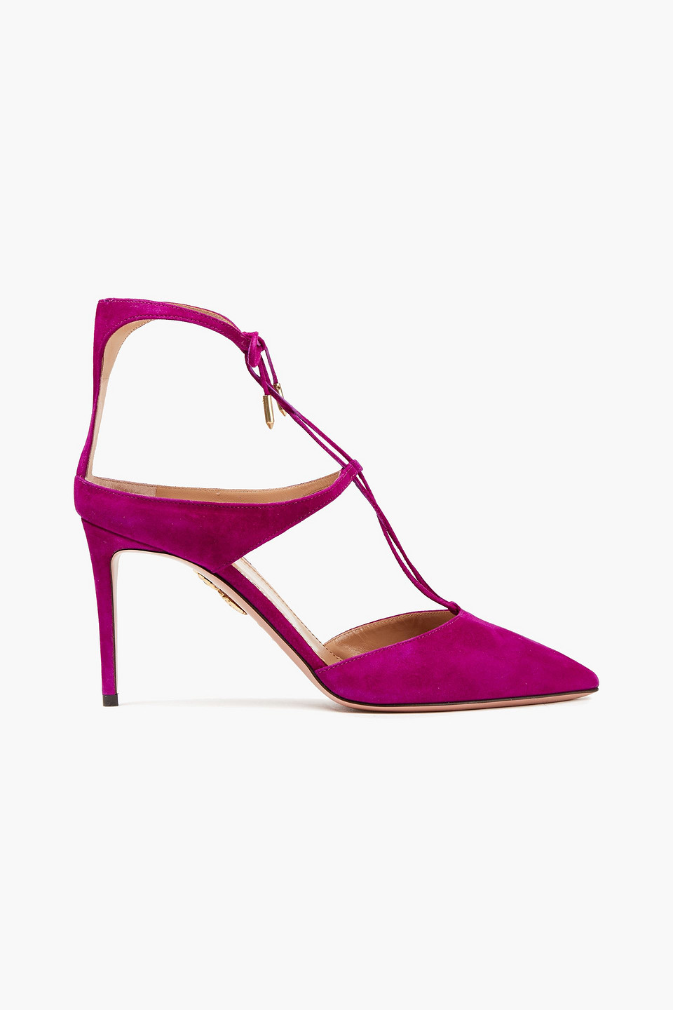 Aquazzura Woman Manhattan 85 Cutout Suede Pumps Magenta Size 38.5