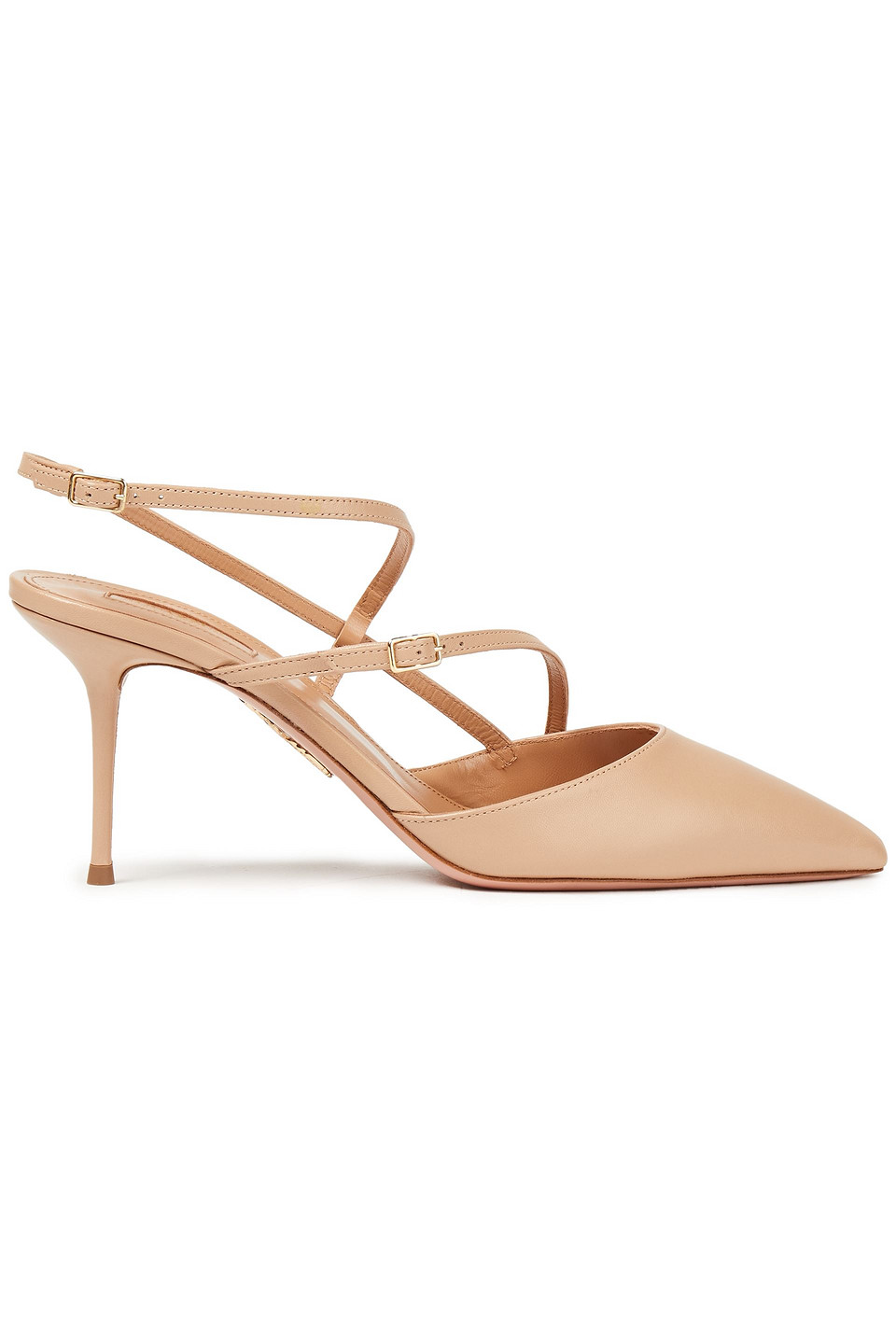 Aquazzura Woman Carolyne 75 Slingback Leather Pumps Neutral Size 39.5