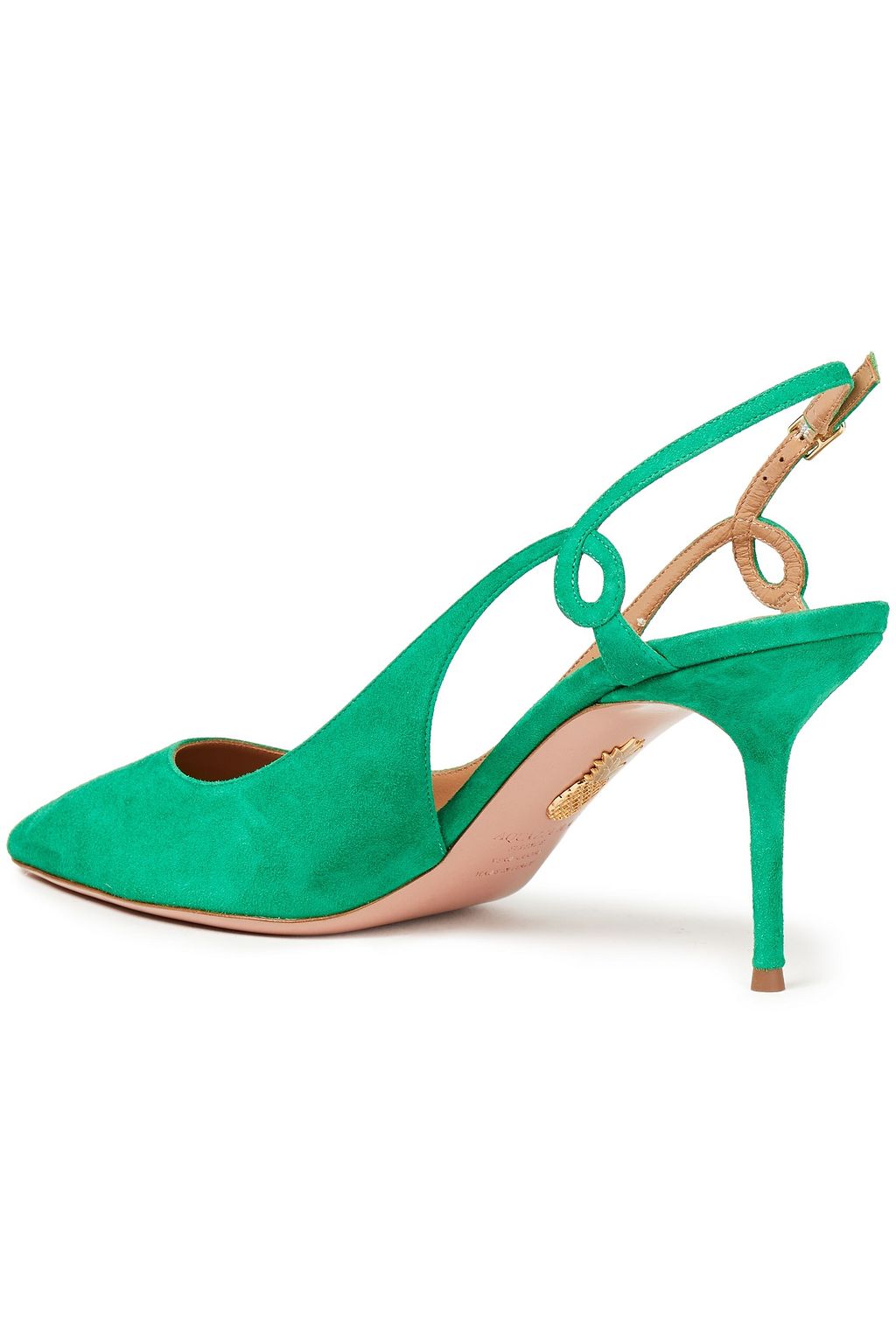 AQUAZZURA Serpentine 75 cutout suede slingback pumps
