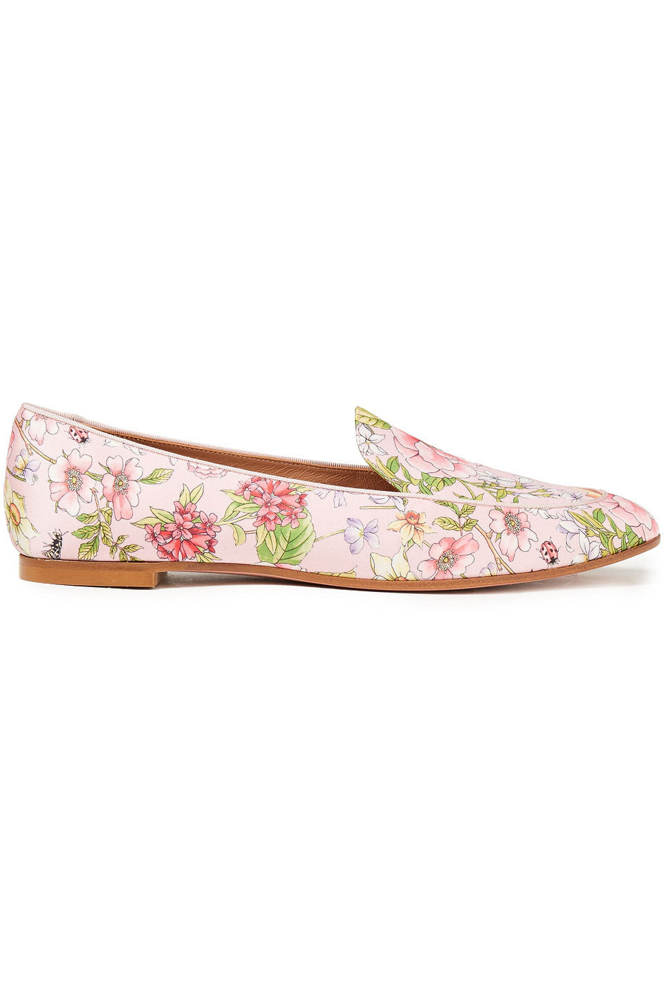 Aquazzura Woman Purist Floral-print Twill Loafers Baby Pink Size 37