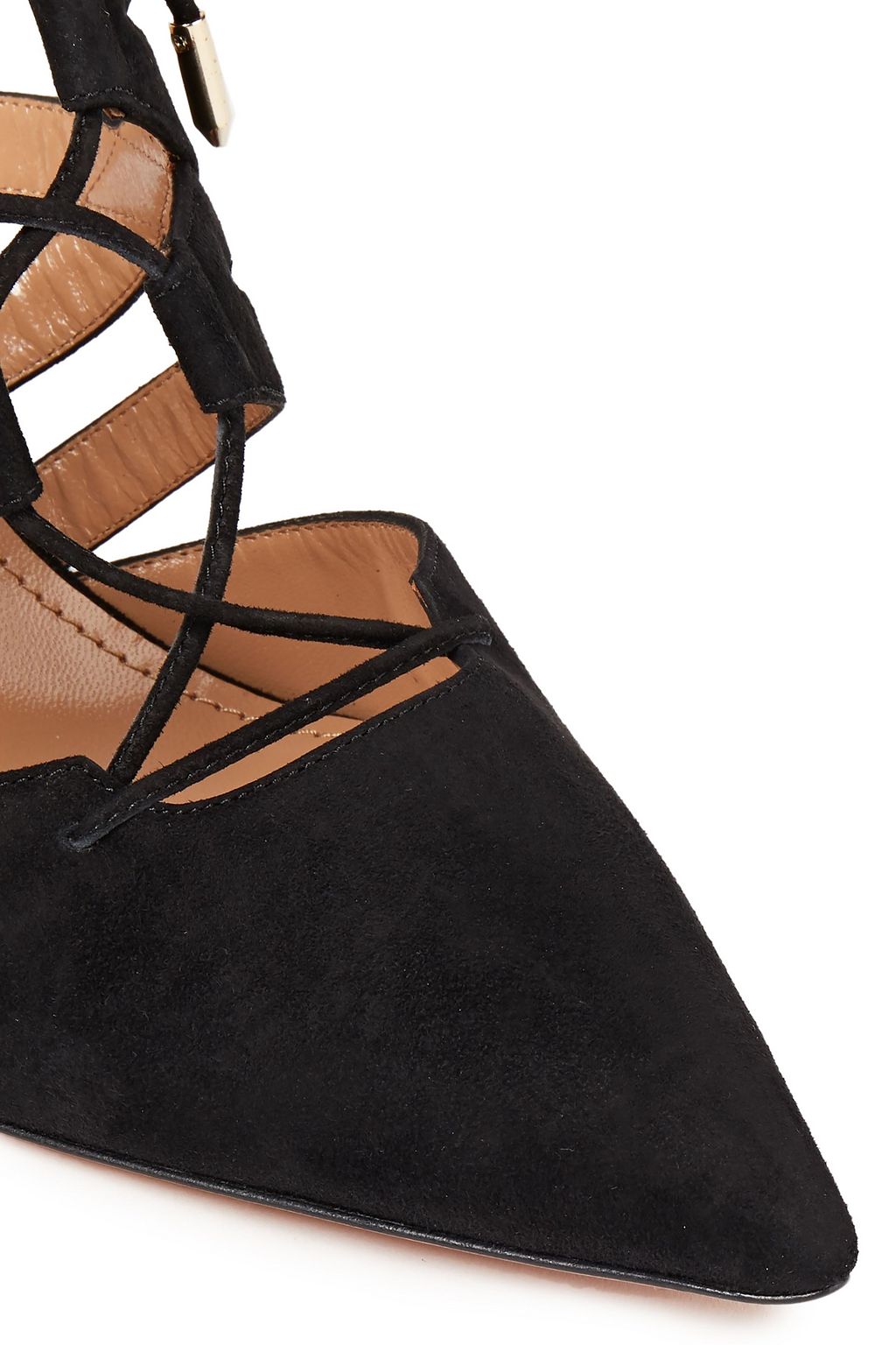 AQUAZZURA Belgravia 85 lace-up suede mules