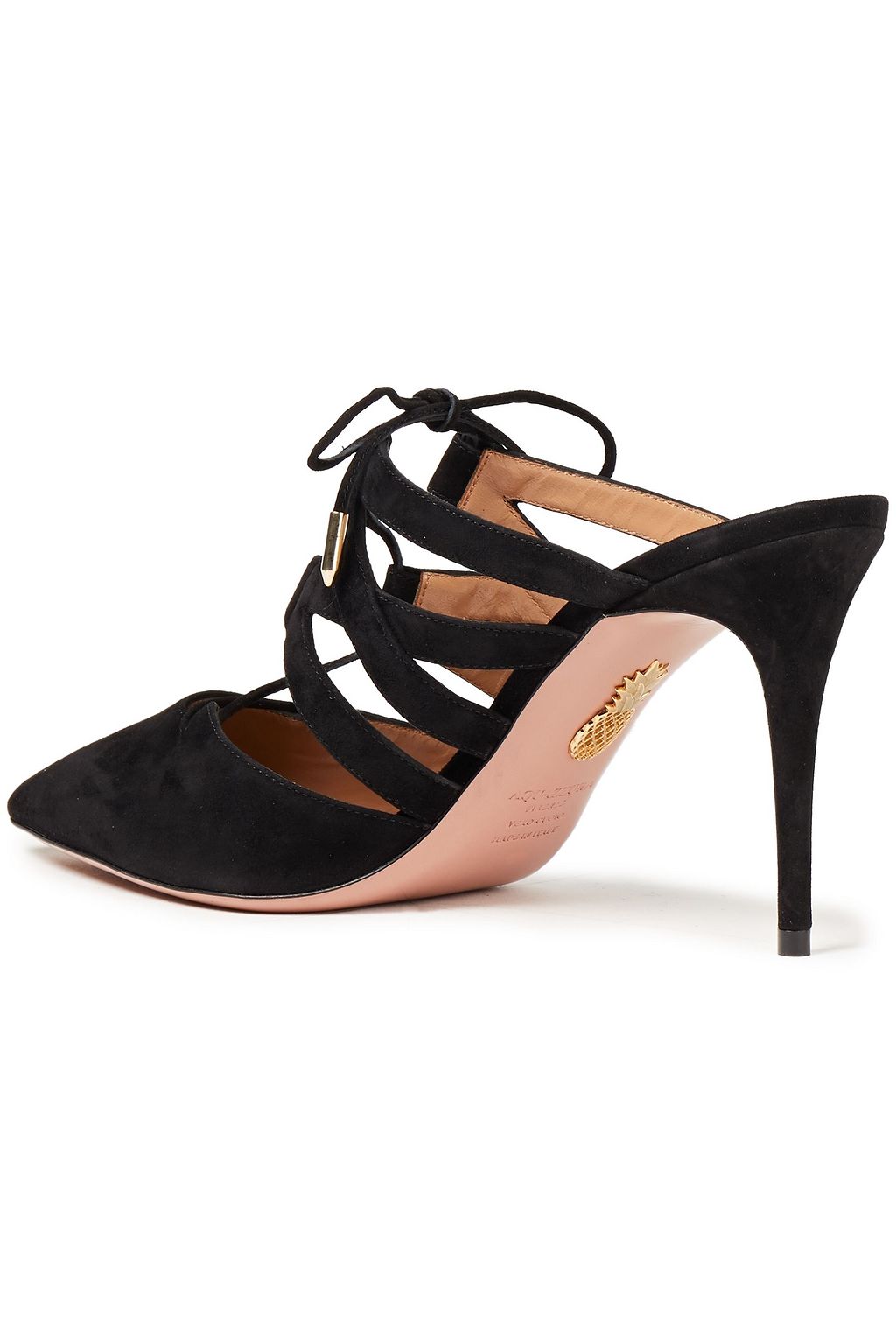 AQUAZZURA Belgravia 85 lace-up suede mules