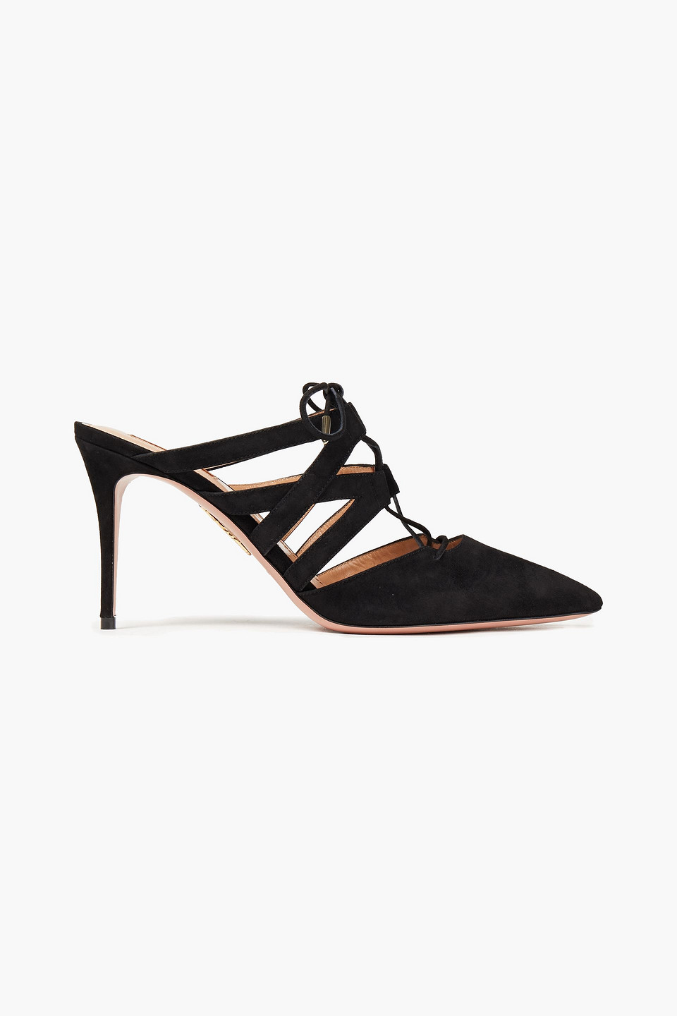 Aquazzura Woman Belgravia 85 Lace-up Suede Mules Black Size 35