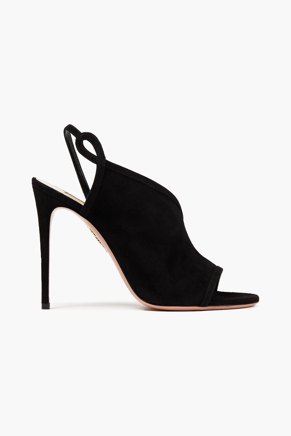 Aquazzura Woman Very Serpentine 105 Cutout Suede Slingback Sandals Black Size 36.5