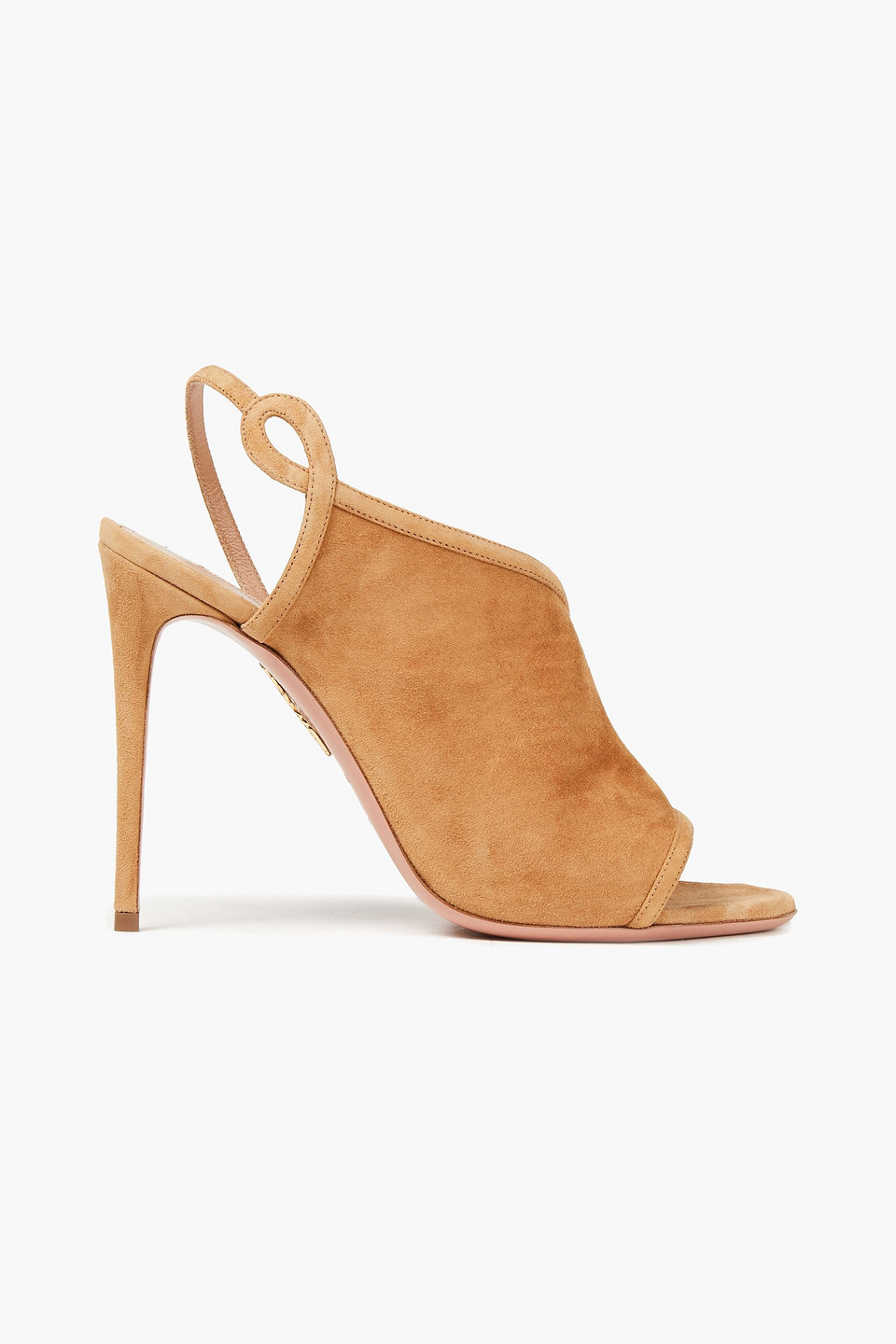 Aquazzura Woman Very Serpentine 105 Cutout Suede Slingback Sandals Sand Size 41