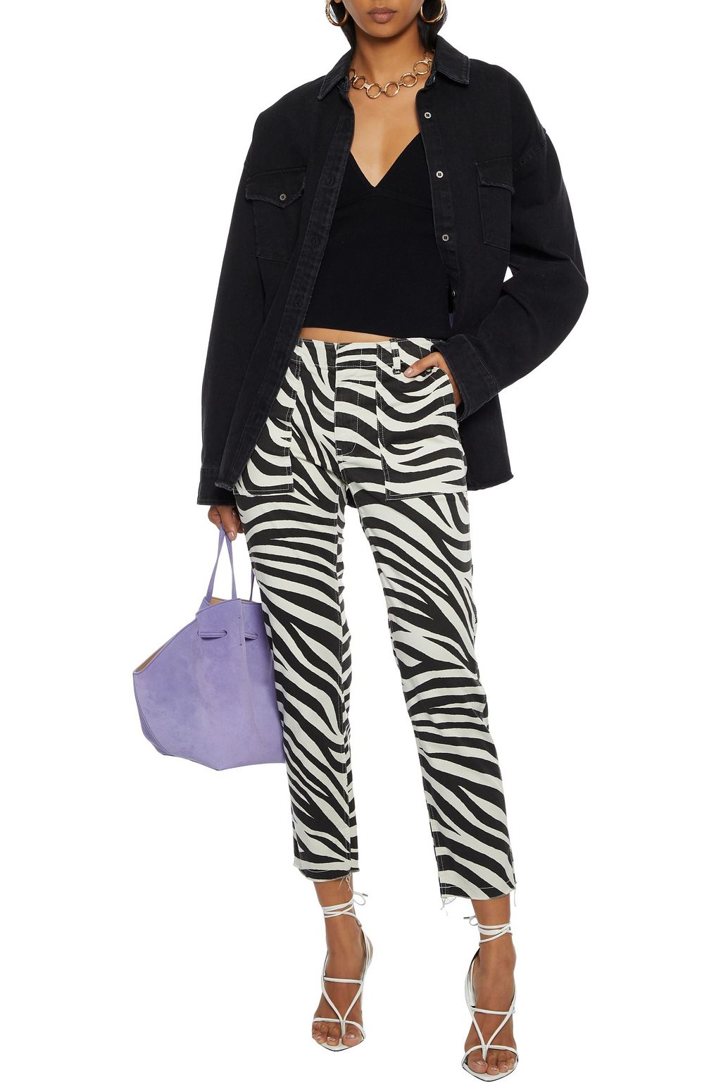NILI LOTAN Jenna printed stretch-cotton twill slim-leg pants