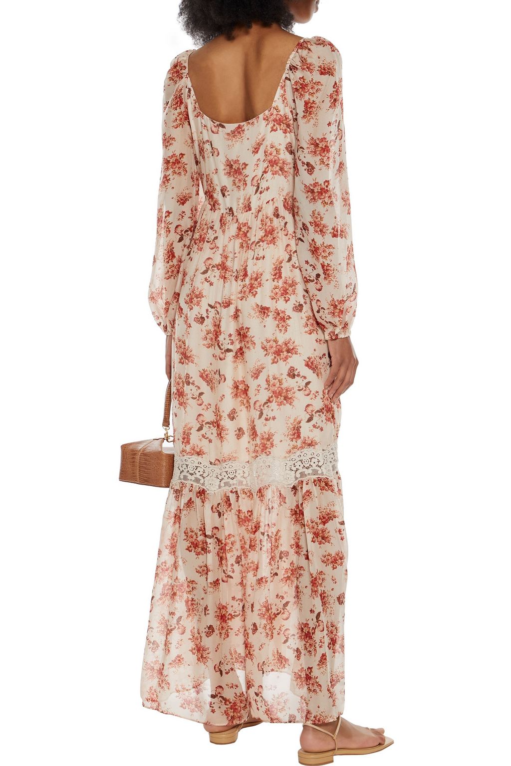 CAMI NYC Francie lace-trimmed floral-print silk-chiffon maxi dress