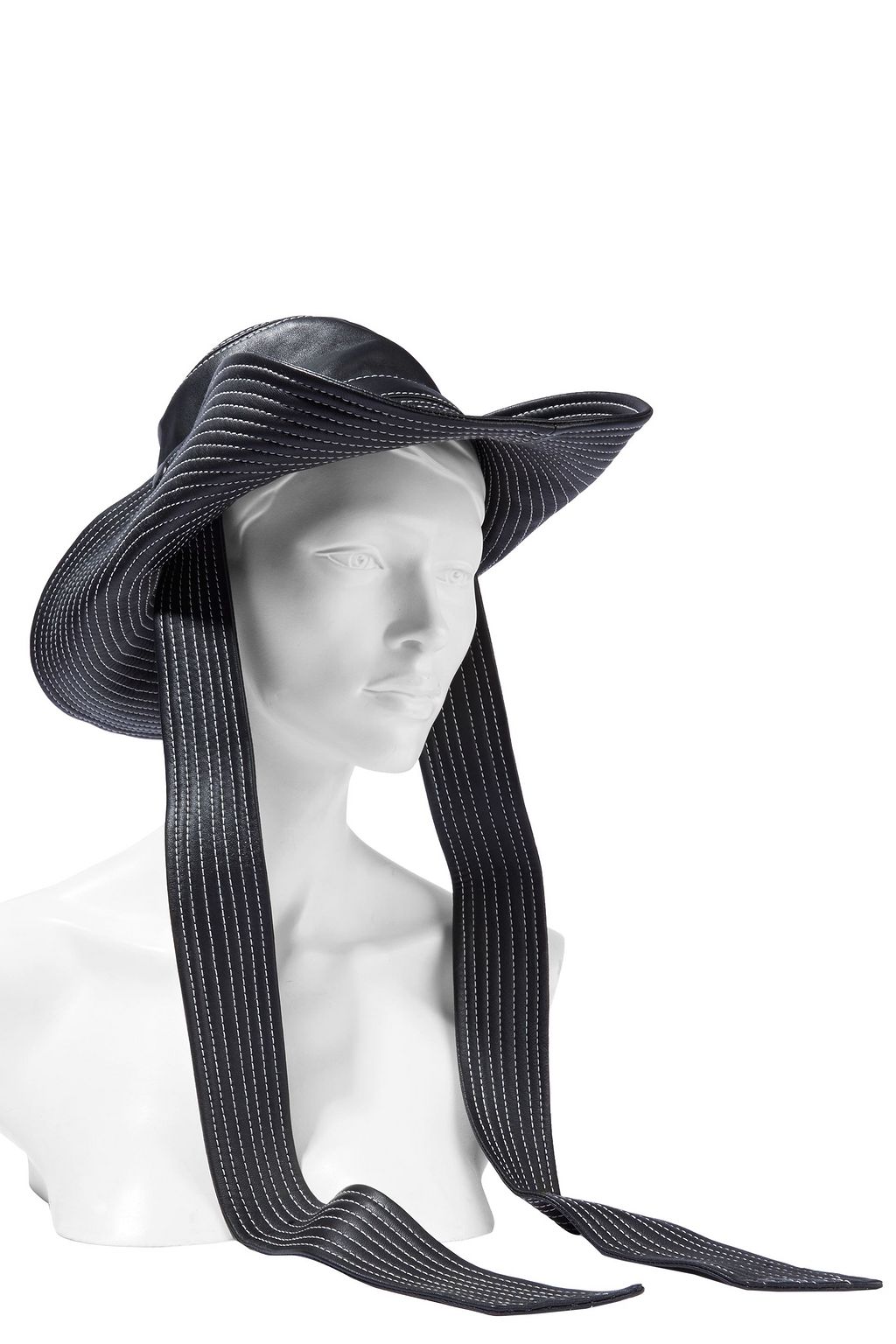 GANNI Topstitched leather sunhat