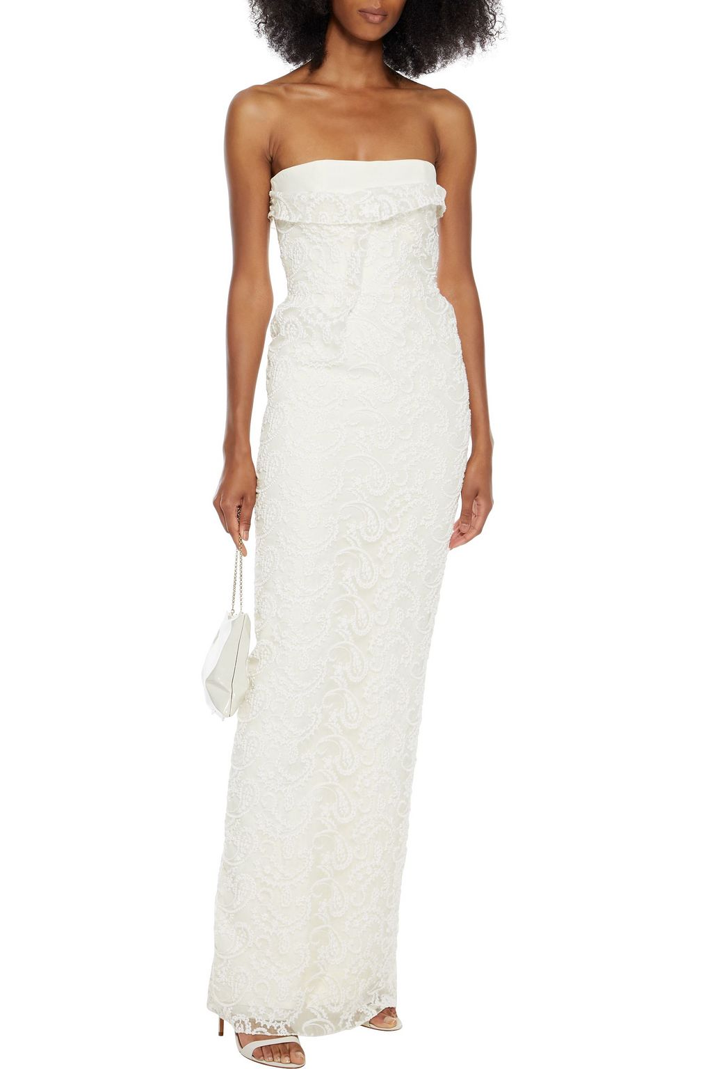 ROLAND MOURET Henderson strapless embroidered cotton-blend organza gown