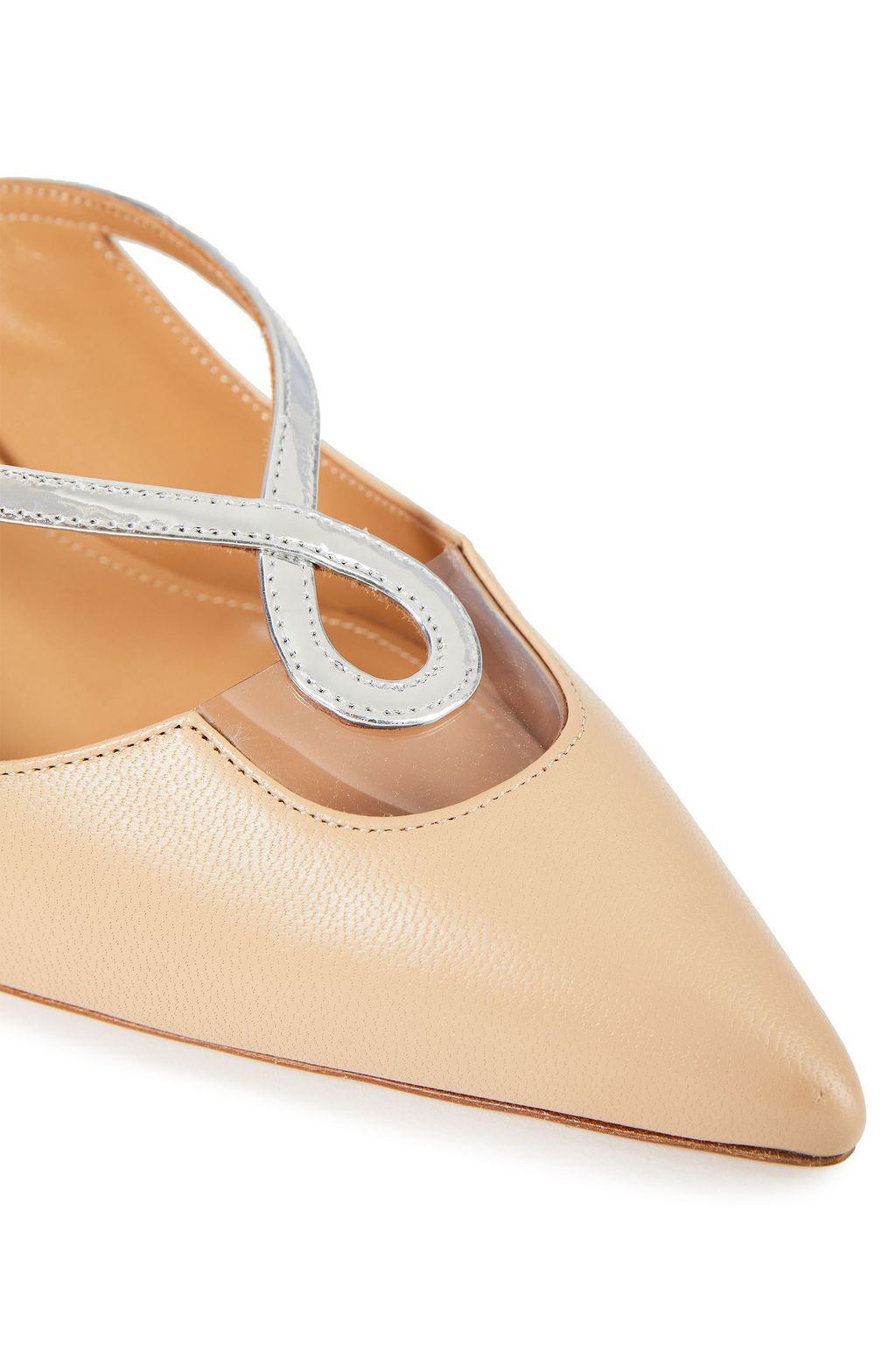 AQUAZZURA Villa 75 cutout PVC-trimmed leather mules
