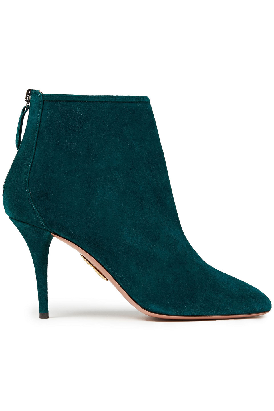 Aquazzura Woman Brook 85 Suede Ankle Boots Emerald Size 37