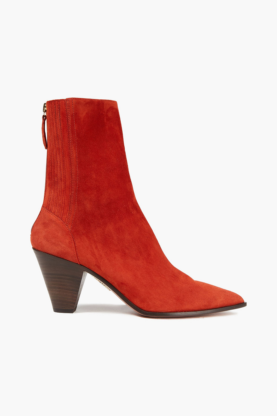 Aquazzura Woman Saint Honore 70 Suede Ankle Boots Brick Size 40.5