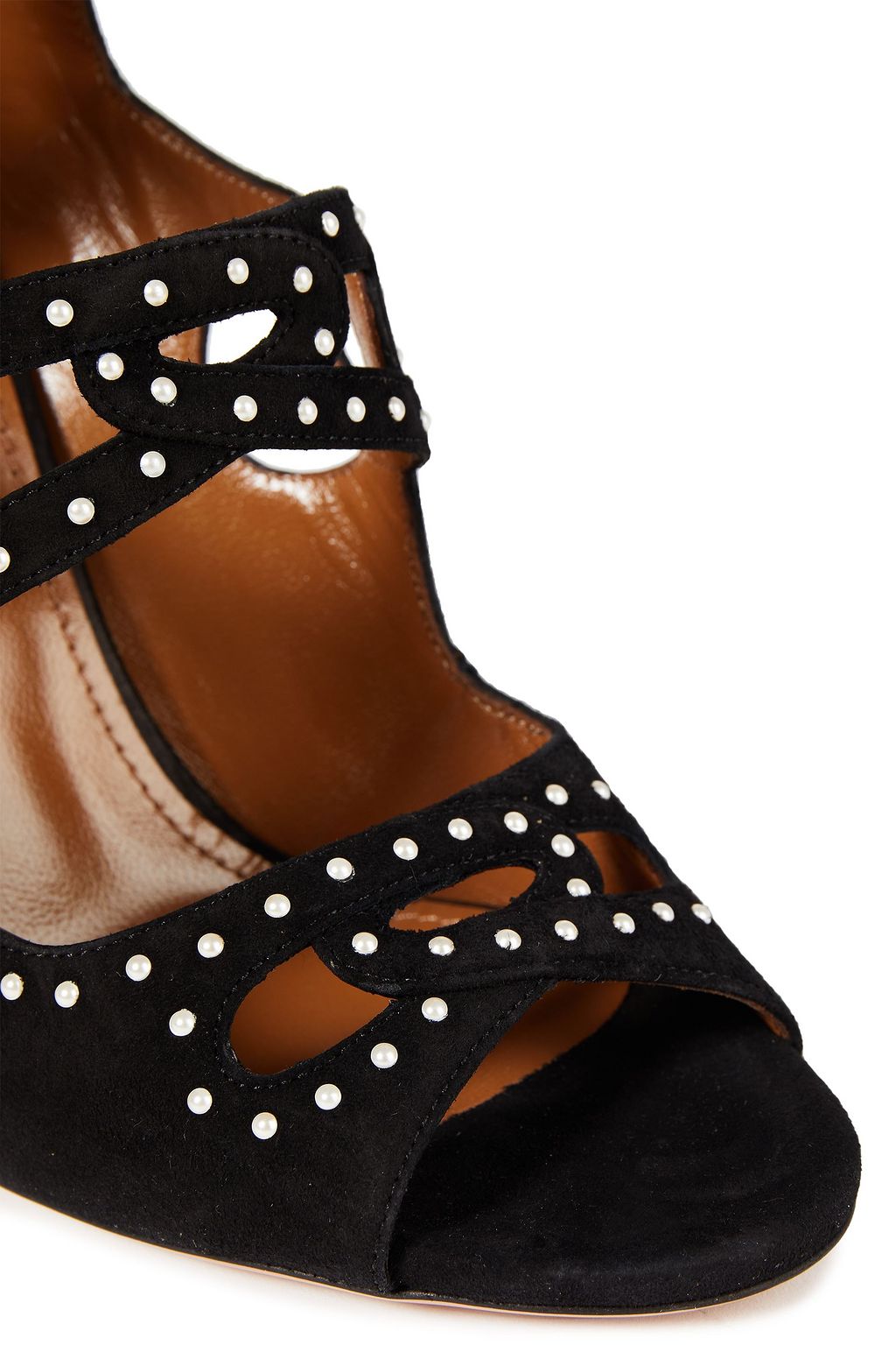 AQUAZZURA Baku 105 cutout studded suede ankle boots