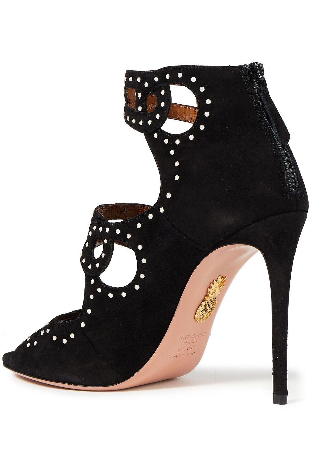 AQUAZZURA Baku 105 cutout studded suede ankle boots