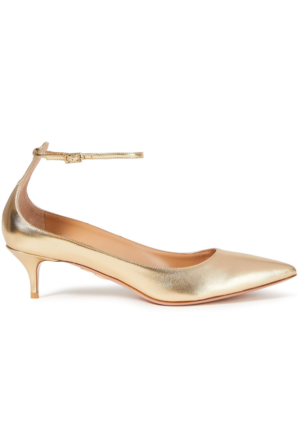 Aquazzura Woman Kisha 45 Metallic Leather Pumps Gold Size 35